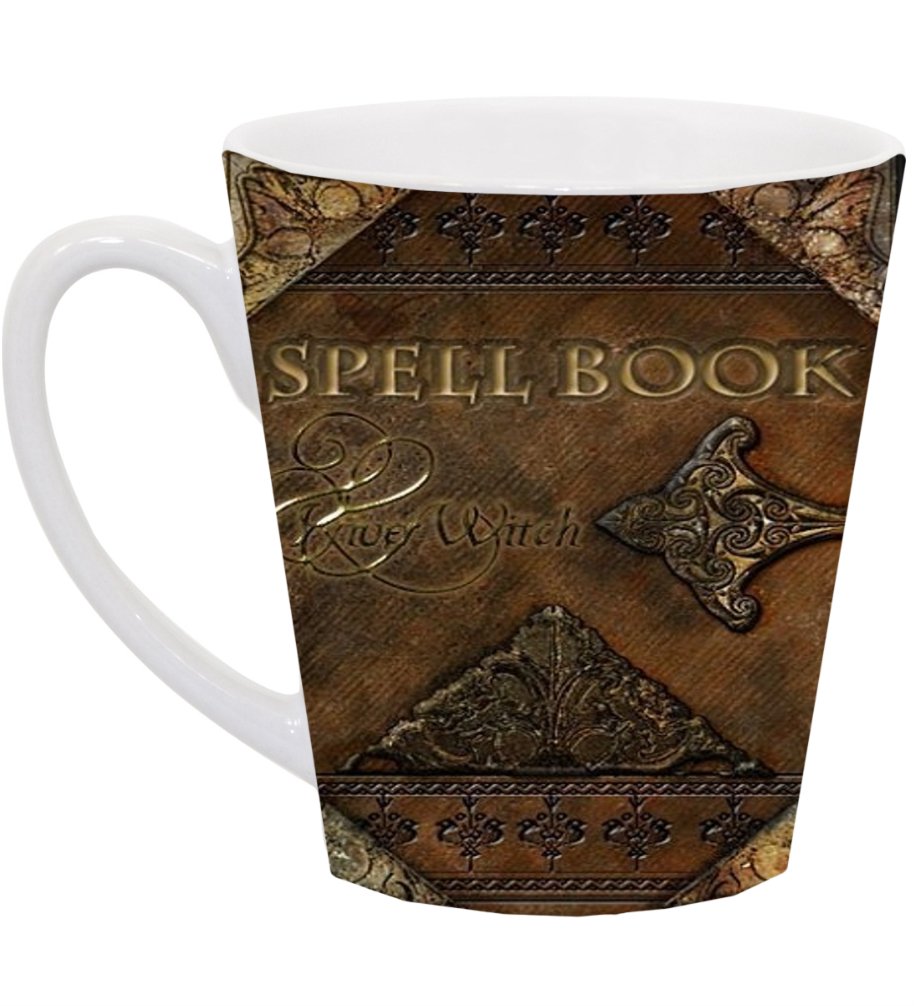 Magic Spell Book Design Pattern 12oz Ceramic Coffee Mug - Perfect for Latte, Tea, and Hot Beverages - Ideal for Home, Office, and Gift Giving