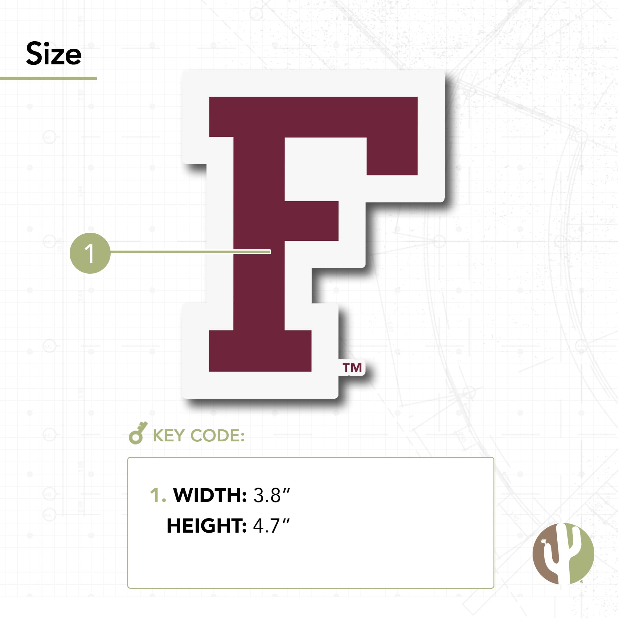 Desert Cactus Fordham University Sticker - FU Rams Vinyl Decal for Laptop, Water Bottle, Car & Scrapbook - Perfect for School Spirit, College Pride & Fan Gifts (IND 006)