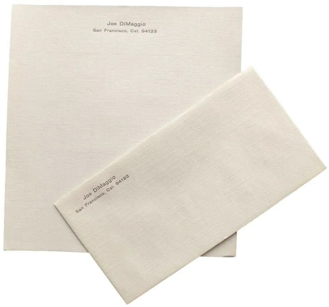 Joe DiMaggio New York Yankees Themed Personalized Stationery Set - Premium Letter Paper and Envelopes for Baseball Fans, Collectors & Vintage Sports Memorabilia (Perfect for Gifts, Fan Mail & Special Occasions)