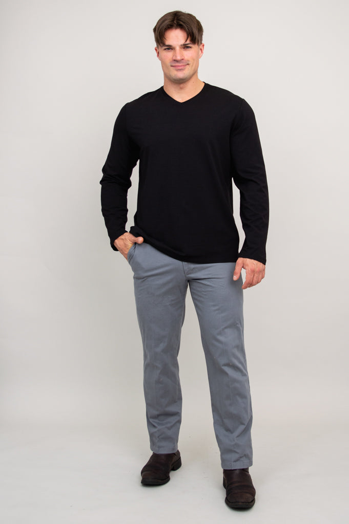 Adam Men's Long Sleeve Shirt - Soft Bamboo Fabric, Breathable & Comfortable, Black - Perfect for Casual Wear, Office & Outdoor Activities