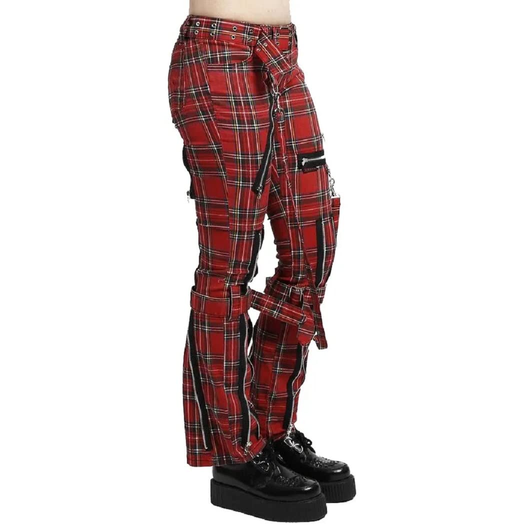 Gothic Women's Plaid Bondage Pants - Punk Rock Emo Jeans for Alternative Fashion | Perfect for Concerts, Halloween & Rebel Outfits