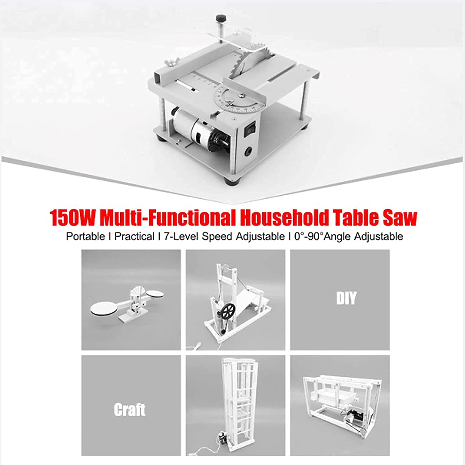 Mini Precision Table Saw - 9000 RPM Multifunctional Woodworking Bench for DIY, Handmade Wooden Model Crafts & PCB Cutting | Perfect for Hobbyists, Woodworkers & Electronics Enthusiasts