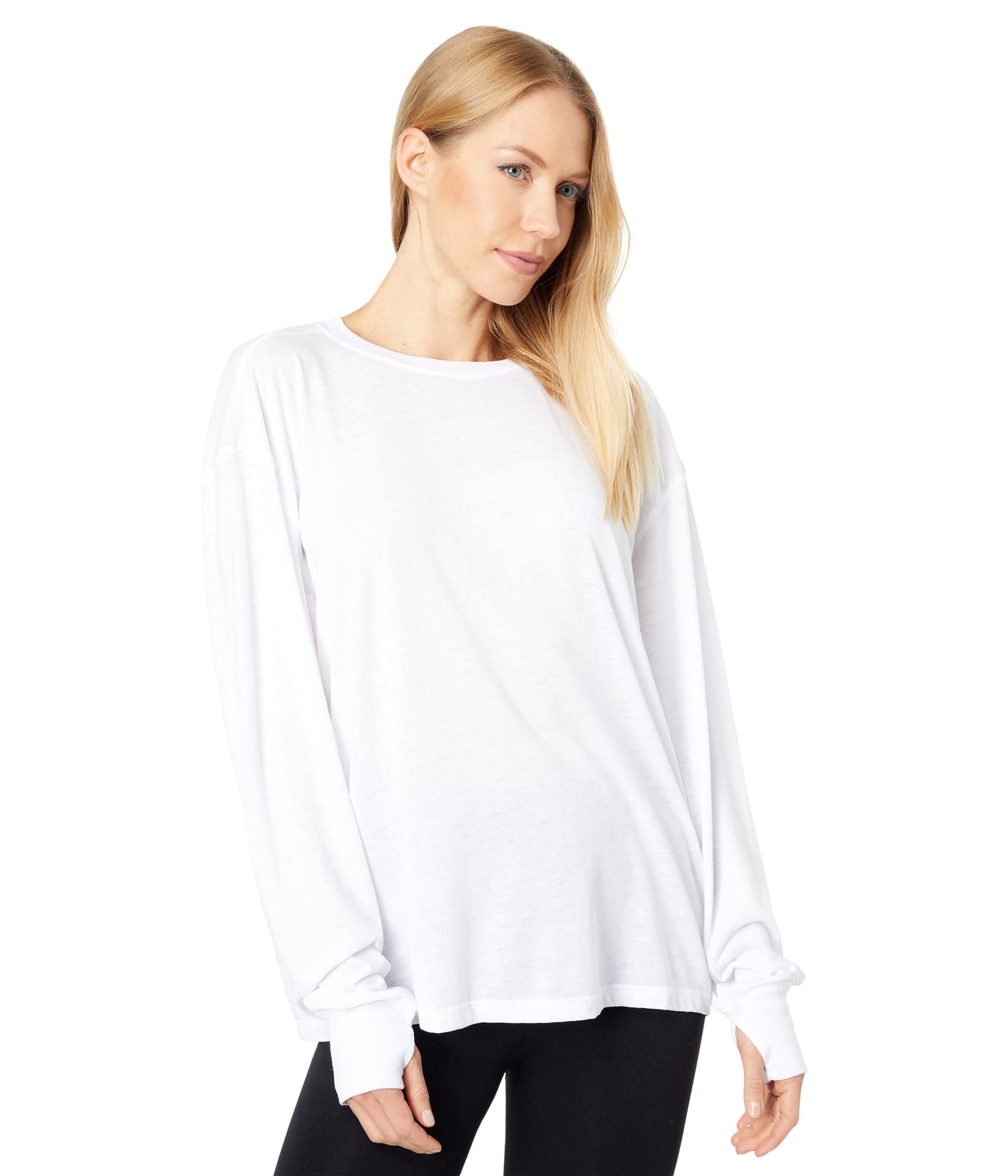 Free People Keep Rolling Long Sleeve T-Shirt - Solid White XS (Women's 0-2) | Casual Everyday Wear, Layering Essential & Boho Outfit Staple