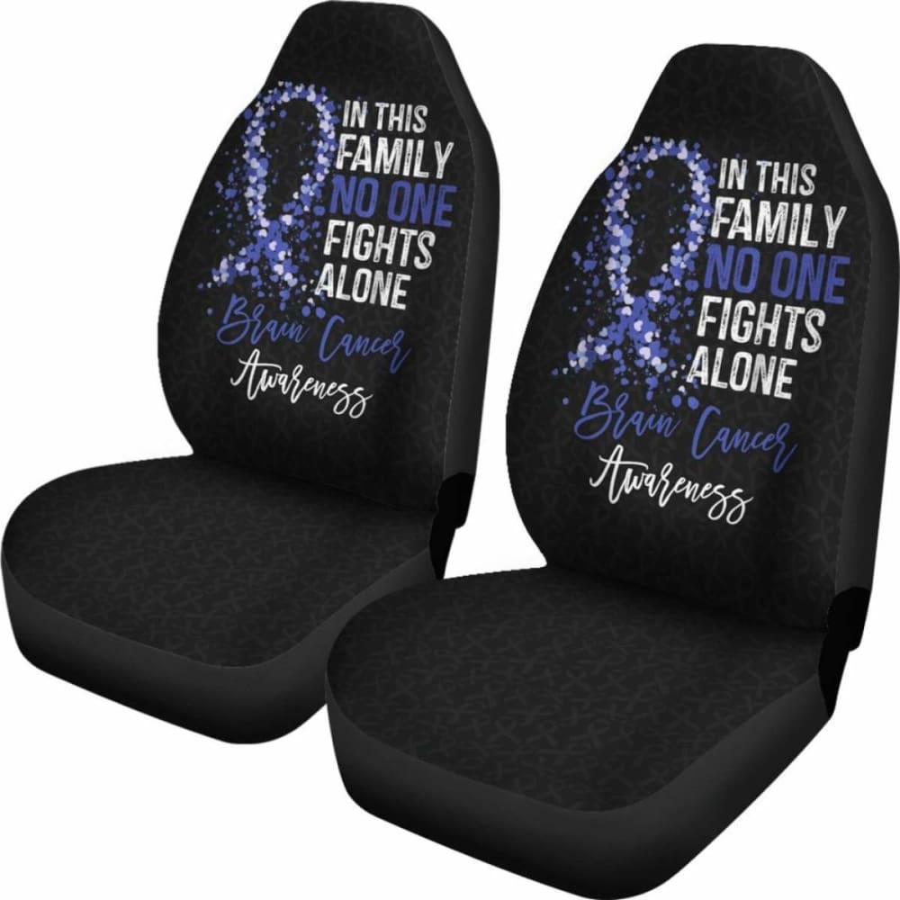 Brain Cancer Awareness Car Seat Covers - No One Fights Alone - Supportive & Comfortable Seat Protectors for Cars, SUVs & Trucks - Perfect for Patients, Caregivers & Supporters
