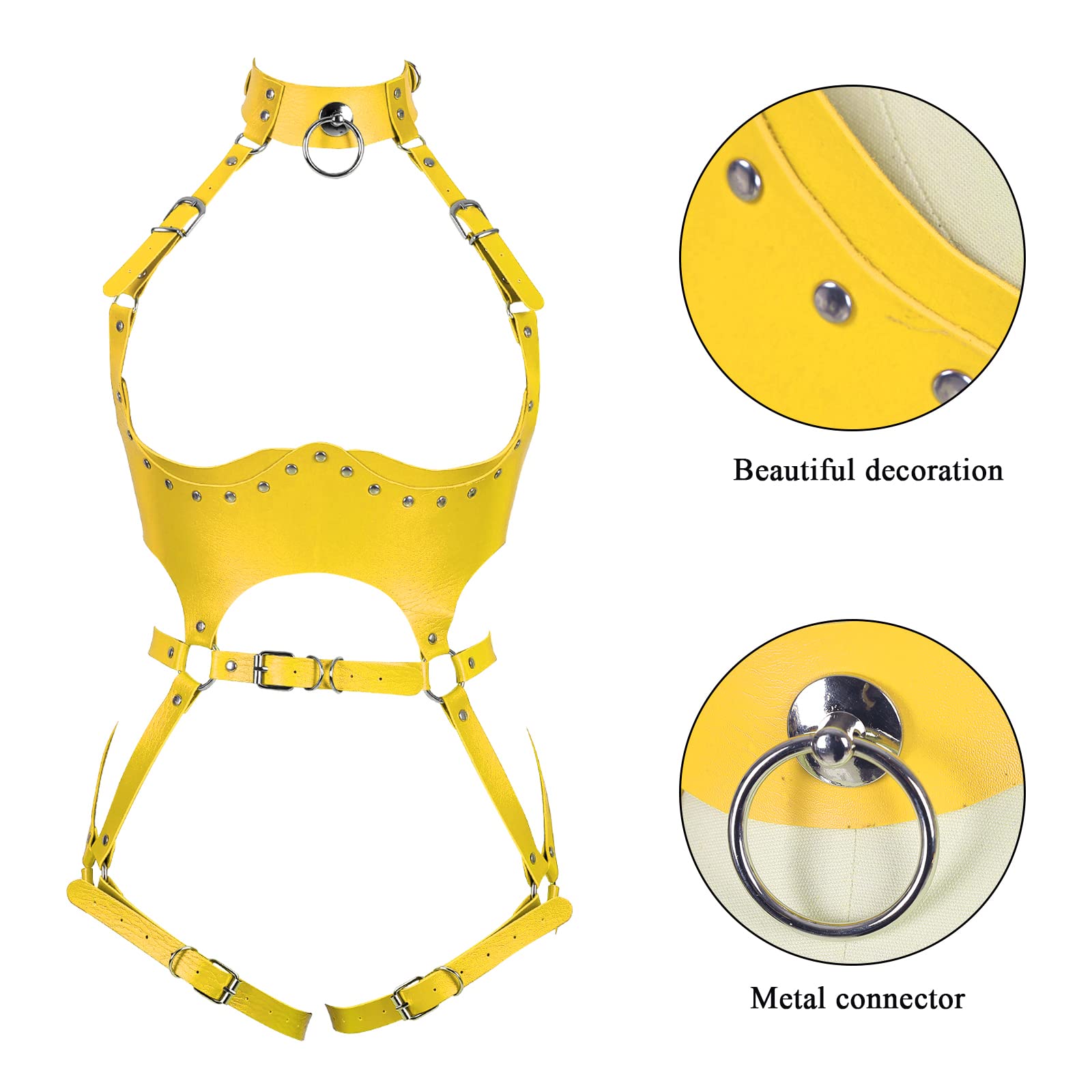 Sexy Punk Body Harness Lingerie - Leather Cage Bra & Adjustable Belts for Women, Gothic Rave Jewelry with Hollow Out Design | Perfect for EDM Festivals, Bachelorette Parties & Boudoir Photography