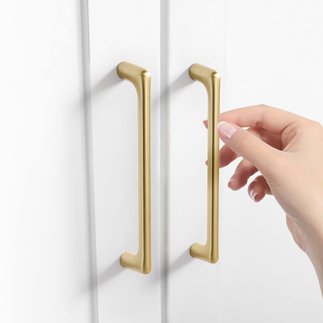 Myxekllo 4 Pack Gold Cabinet Drawer Pulls - Brushed Gold Dresser Handles for Bathroom & Kitchen Cabinets, Furniture Hardware - Perfect for Home Renovation & DIY Projects