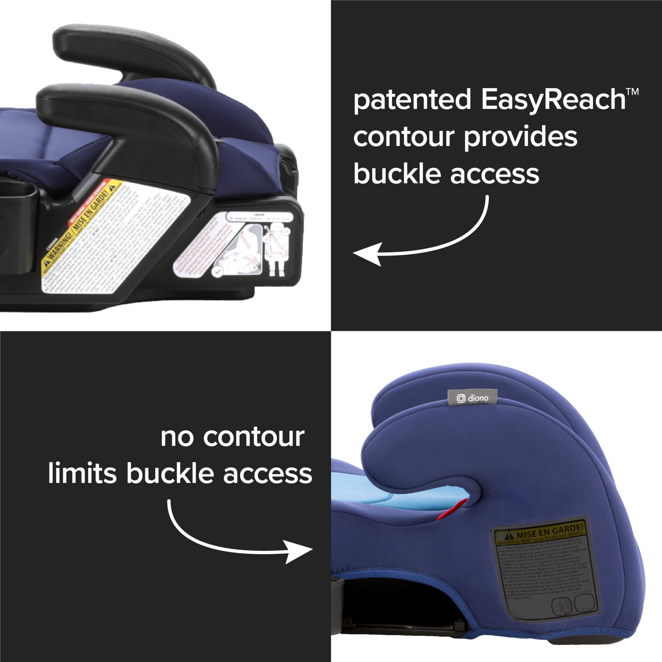 Diono Connect3 R Backless Booster Car Seat 2-Pack – Slim Fit for 3-Across in Mid-Sized Sedans & SUVs – Lightweight Kids Booster Seat with Cup Holder – 40-120 lbs – Blue Razz Ice – Perfect for School, Travel & Daily Commutes