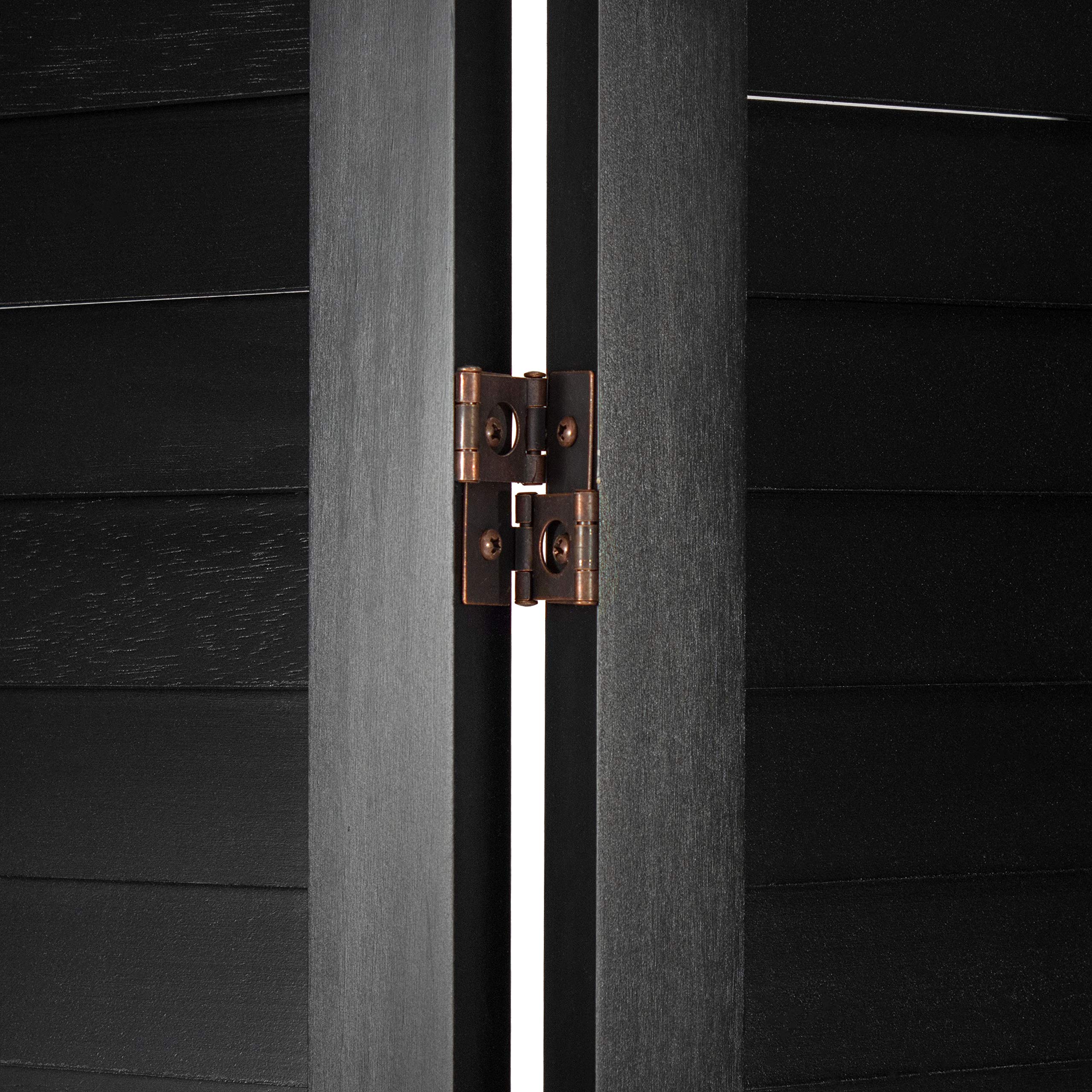 6 ft. Tall Wooden Louvered Room Divider Screen - 4 Panel Black Folding Privacy Partition for Home Office, Bedroom & Living Room Decor
