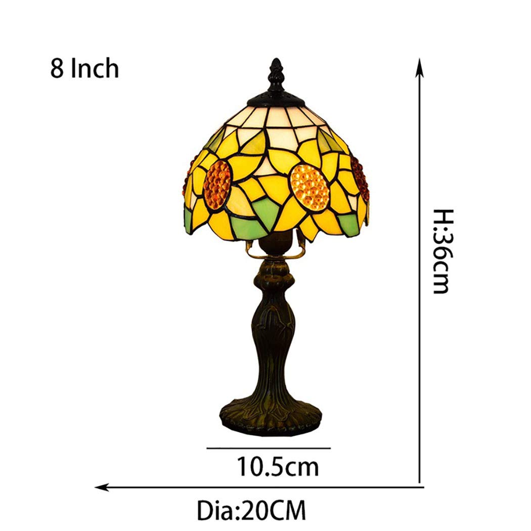 8-Inch Tiffany Style Sunflower Table Lamp - Warm Light Antique Bedside & Desk Lamp for Living Room, Bedroom, Coffee Table - Perfect for Reading, Relaxing & Home Decor