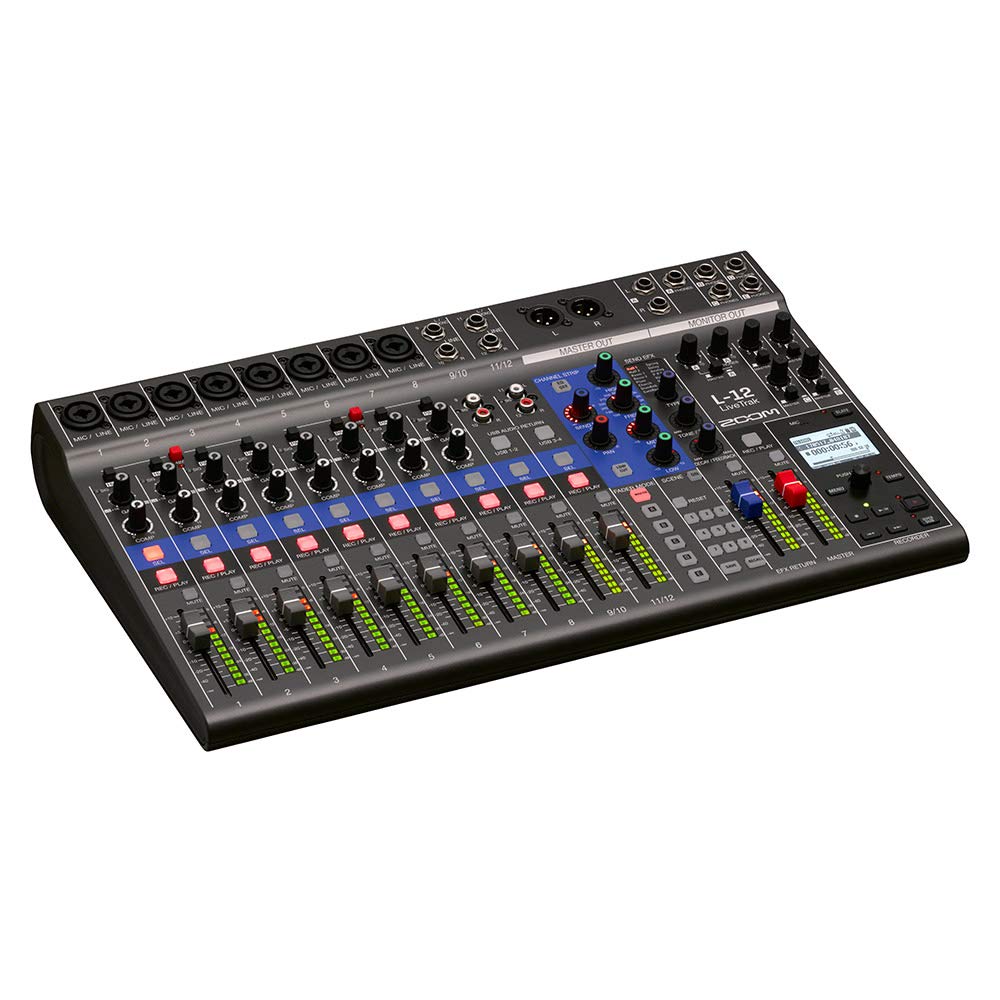 Zoom LiveTrak L-12 Digital Mixer with Case, Cables & Headphones - Professional Audio Mixing for Live Performances, Podcasting & Studio Recording
