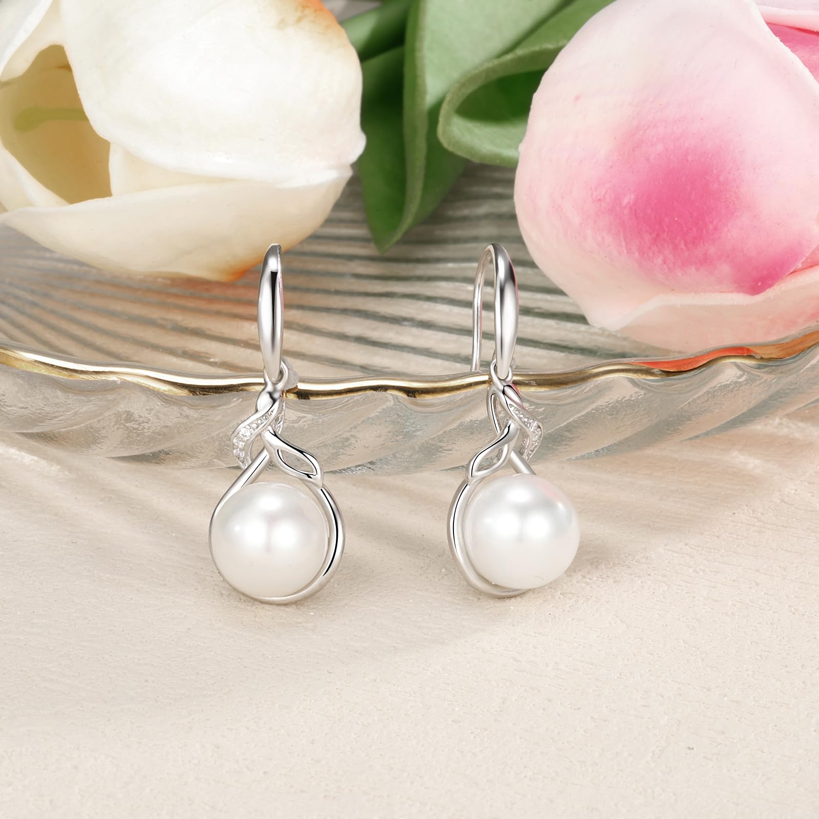 Pearl Earrings for Women - Elegant Fine Jewelry Gift for Mom, Wife, Her | Birthday, Anniversary, Valentine's Day, Christmas & Mother's Day Present | Perfect for Weddings, Date Nights & Special Occasions
