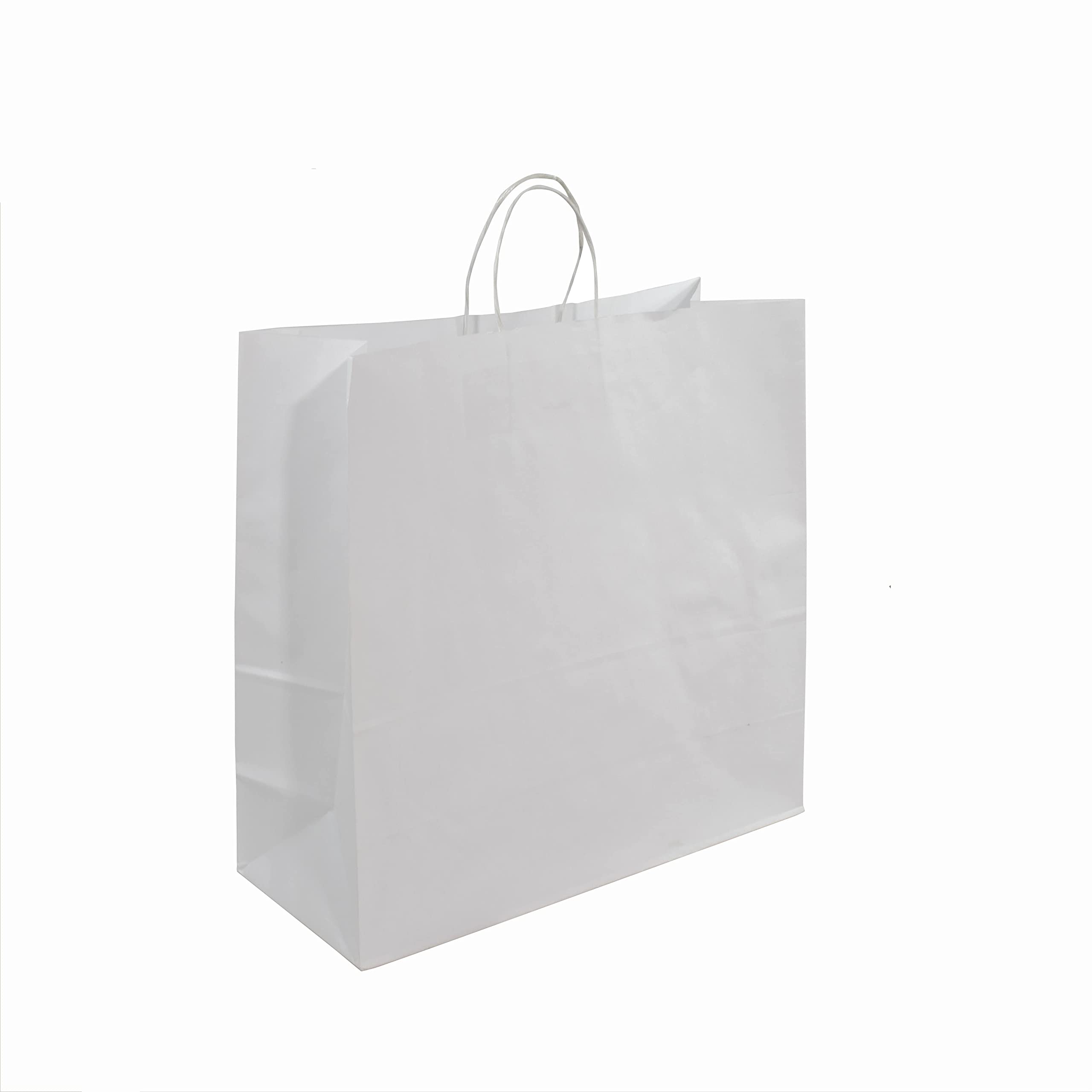JET PAPER BAGS - 18x7x18 Inch Large White Kraft Paper Bags with Handles (100 Pack) - Eco-Friendly Recyclable Gift Bags for Takeout, Grocery, Retail, Parties, Weddings & Gifts | Perfect for Shopping, Gift Wrapping & Event Favors