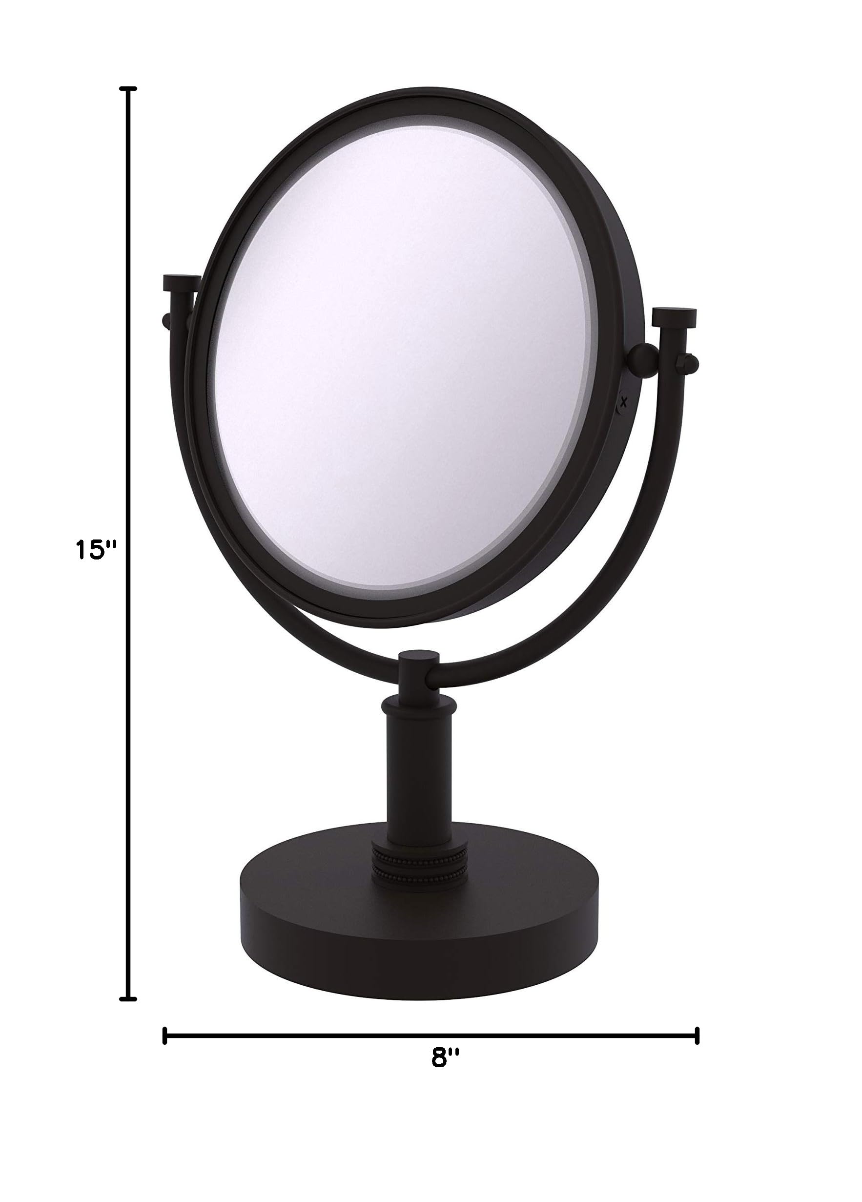 Allied Brass DM-4D/2X 8 Inch Oil Rubbed Bronze Vanity Mirror with 2X Magnification - Perfect for Bathroom Makeup, Shaving & Grooming Station