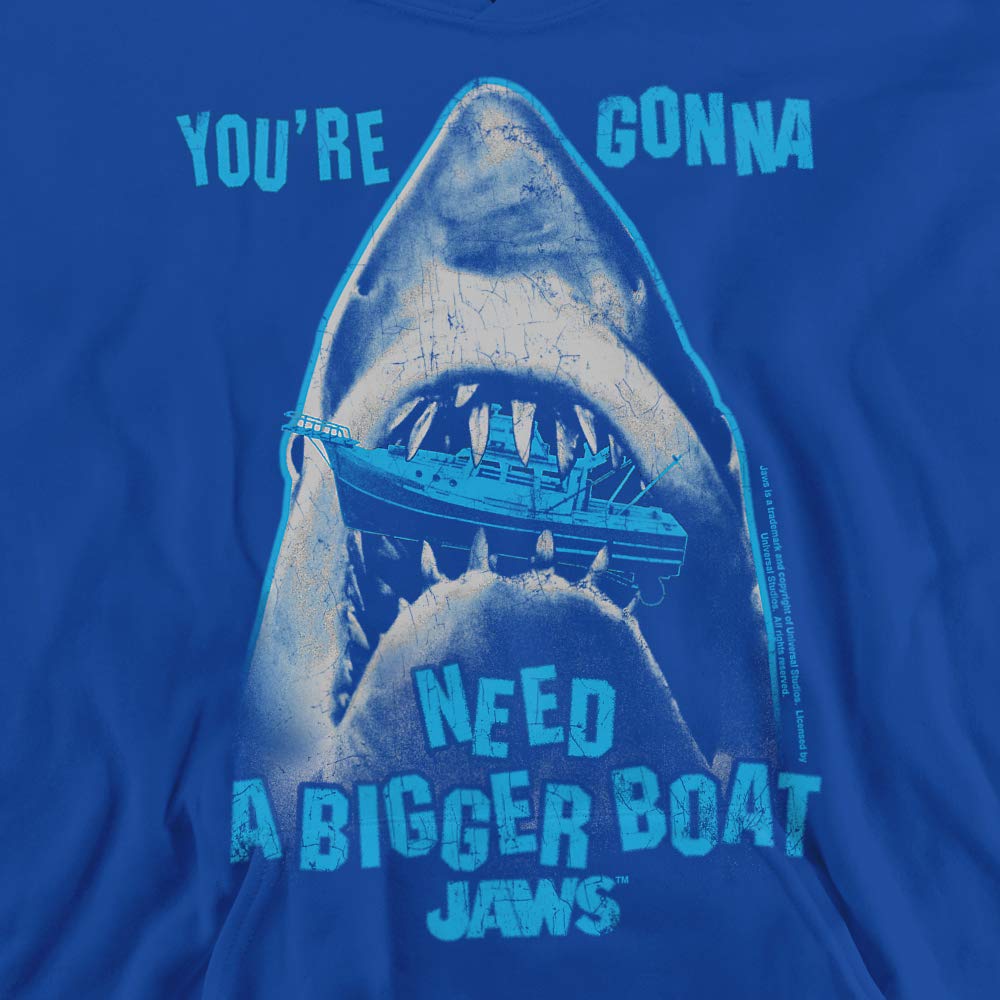 Trevco Jaws Boat In Mouth Unisex Youth Pullover Hoodie - Shark Themed Sweatshirt for Kids & Teens - Perfect for Halloween, Movie Nights & Outdoor Adventures