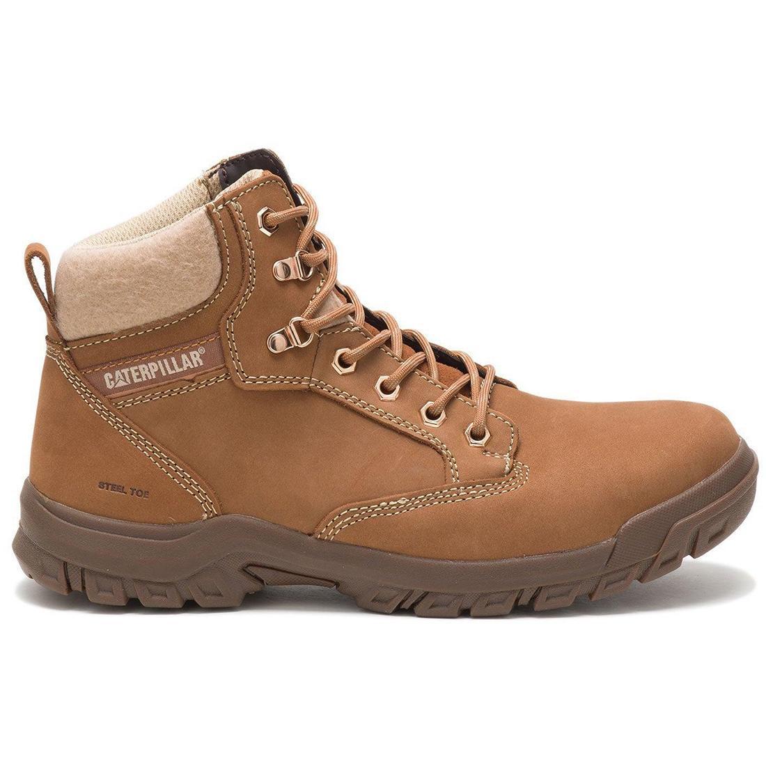 Tess Women's Steel Toe Work Boots - Brown Safety Shoes for Construction, Warehouse & Outdoor Work - Comfortable Non-Slip Work Boots for Women