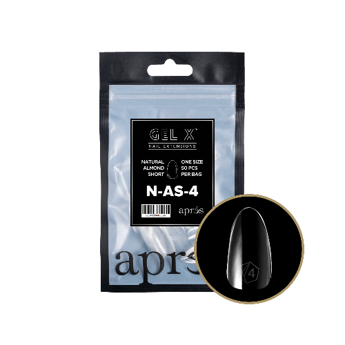 Apres Gel X Refill Tips 2.0 - 50pcs Natural Short Almond Nail Tips for DIY Manicure & Salon Use - Perfect for Gel Extensions, Acrylic Nails & At-Home Nail Art