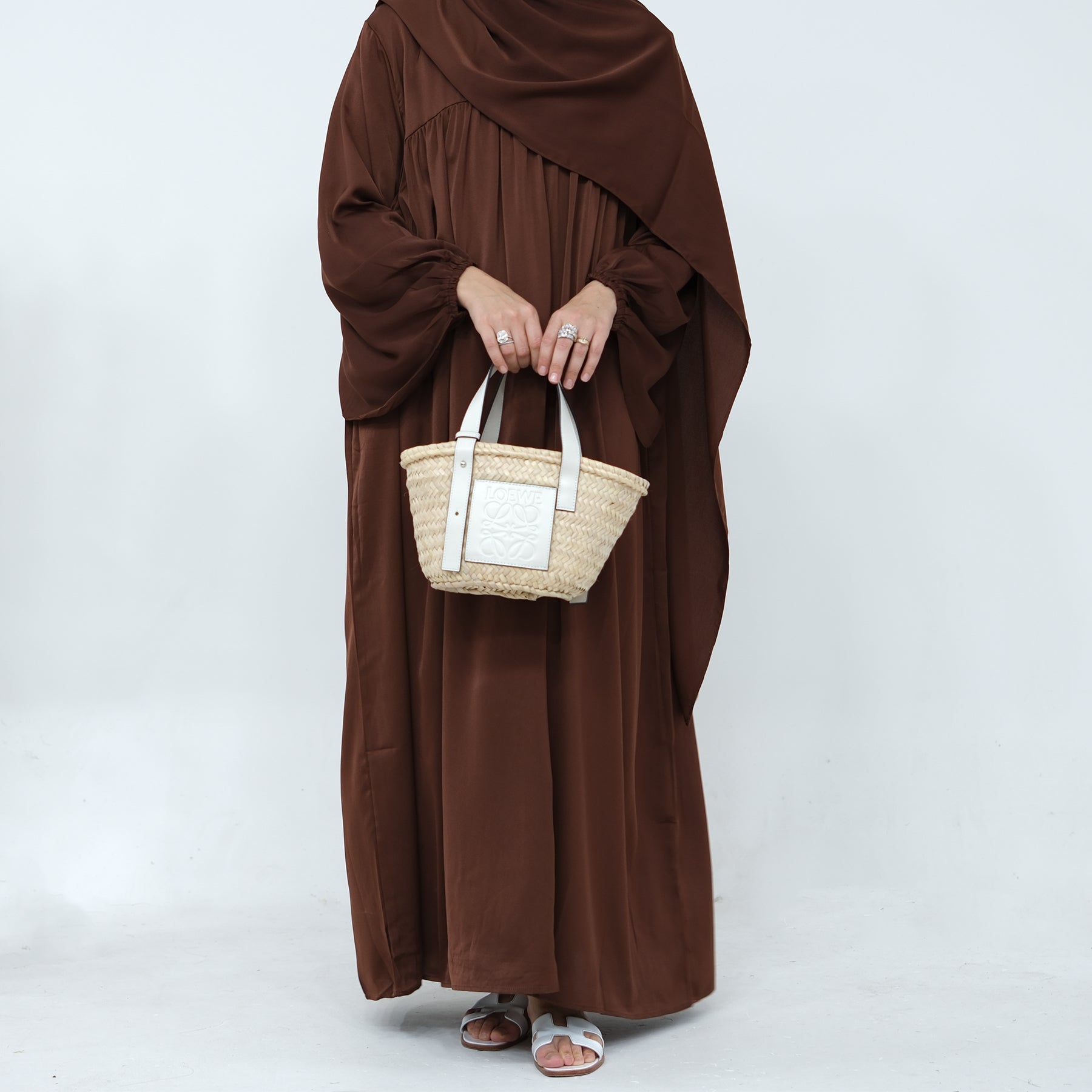 Amelia Satin Abaya Set - Elegant Brown Islamic Prayer Dress for Women | Perfect for Eid, Ramadan & Special Occasions