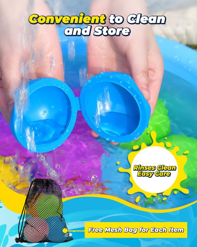 Eco-Friendly Reusable Water Balloons - 12PCS Quick Fill Self-Sealing Splash Balls for Pool, Beach & Summer Water Games | Perfect Outdoor Water Toys for Kids & Family Fun Activities