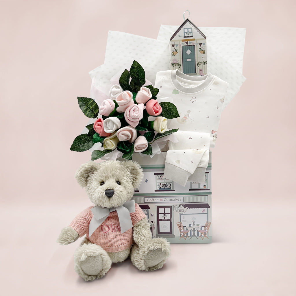 Personalized Pink Little Love Bedtime Welcome Hamper - Perfect for Baby Showers, Newborn Gifts & Nursery Decor