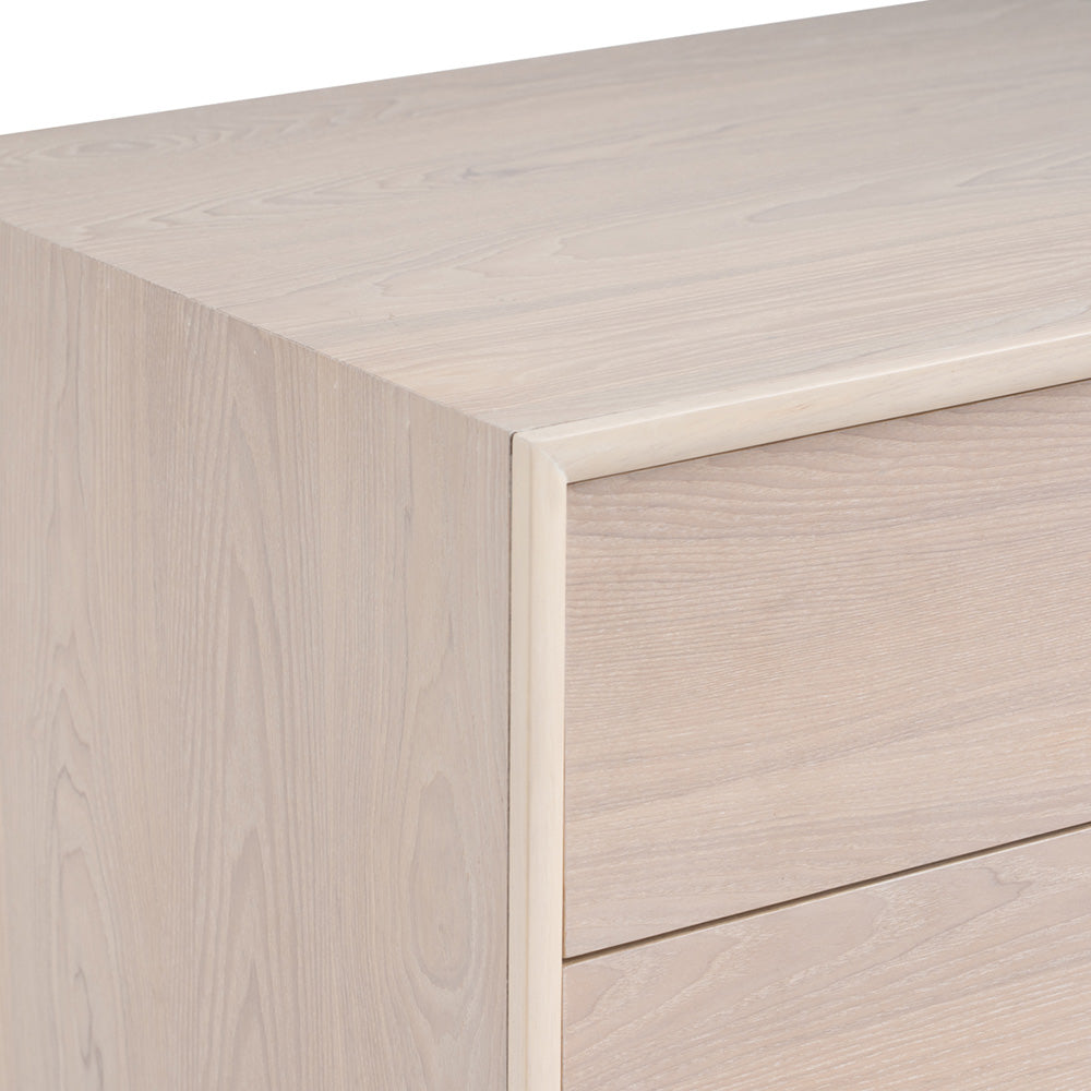 HAYTON 70cm Tall Sideboard - White Oak Solid Wood Buffet Cabinet for Dining Room, Living Room & Entryway Storage