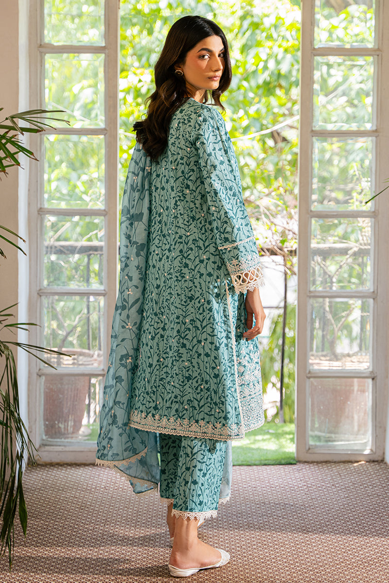 Minty Meadow 3-Piece Embroidered Lawn Suit for Women - Elegant Pakistani Formal Wear - Perfect for Weddings, Parties & Special Occasions