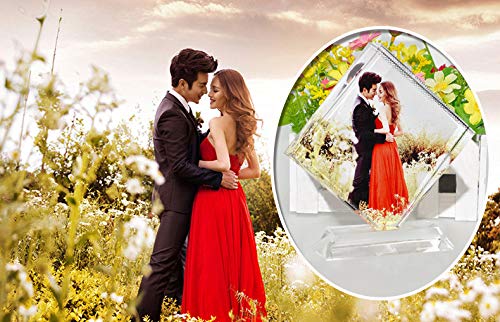 Personalized Crystal Glass Photo Frame - Custom Engraved DIY Plaque with Stand for Desktop Decor | Unique Birthday, Wedding, Valentine's Day & Christmas Gift Idea | Perfect for Home, Office Display & Special Occasions