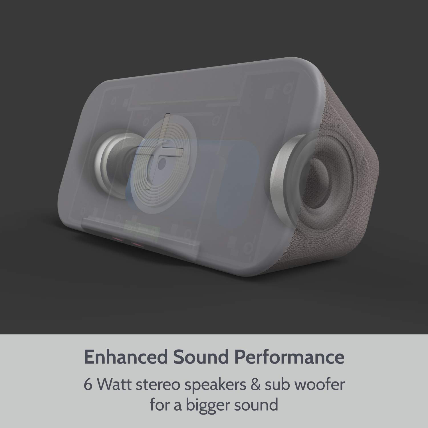 i-Box Wireless Charger & Bluetooth Speaker - 6W Stereo Sound, 4000mAh Portable Charging Station with Qi Wireless Charging for iPhone/Android - Desk Organizer with 3.5mm Audio Jack (Grey) | Perfect for Home Office, Bedside Table & Travel Accessories