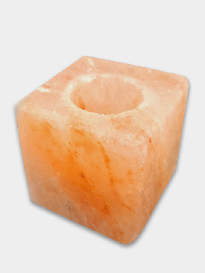 Himalayan Salt Tealight Candle Holder - Square Yoga Studio Decor for Meditation, Relaxation & Home Spa Ambiance