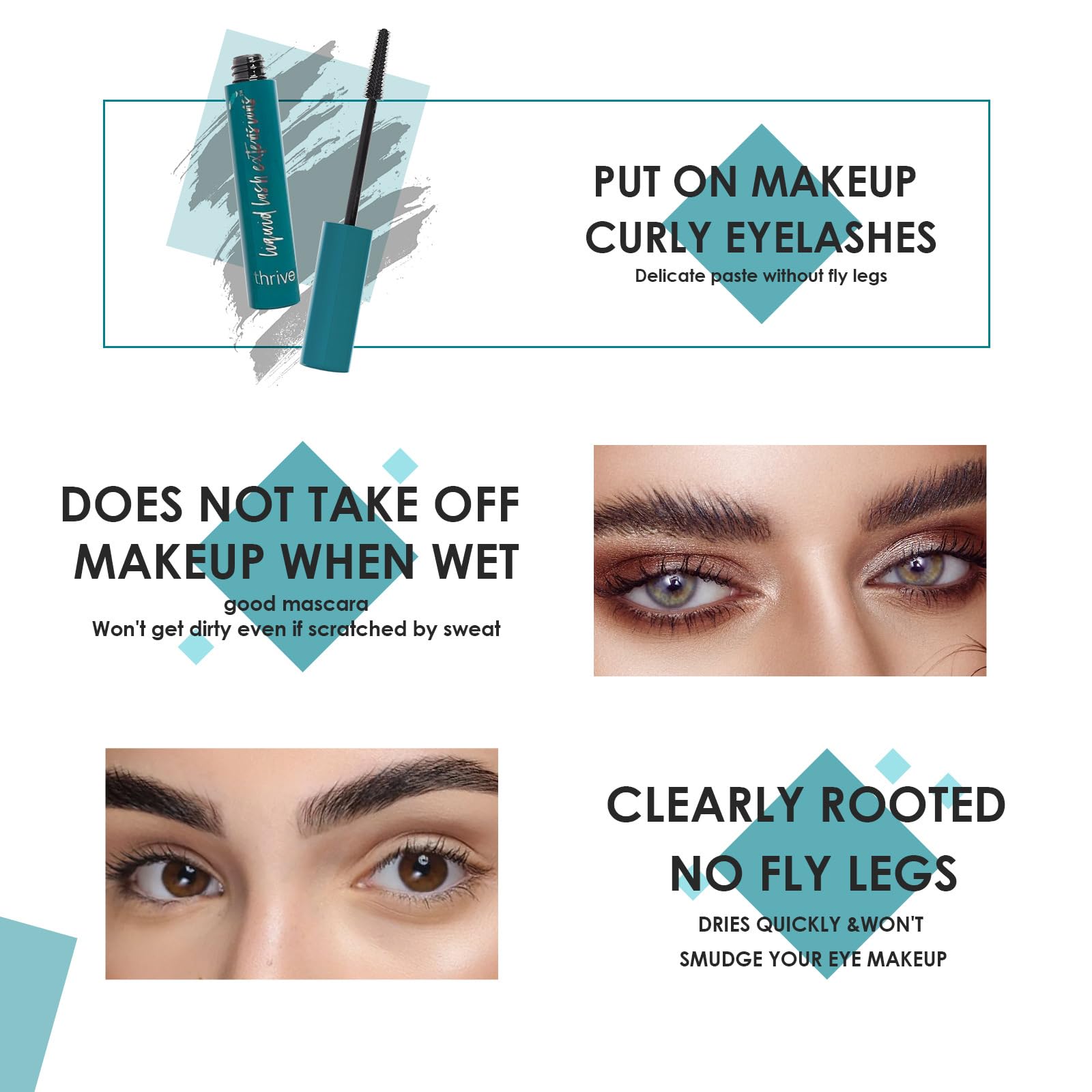 Thrive Mascara Liquid Lash Extensions - Brynn Black (10.7g/0.38oz) Volumizing & Lengthening Waterproof Mascara for Thicker, Fuller Lashes - Perfect for Daily Wear, Special Occasions & Active Lifestyles