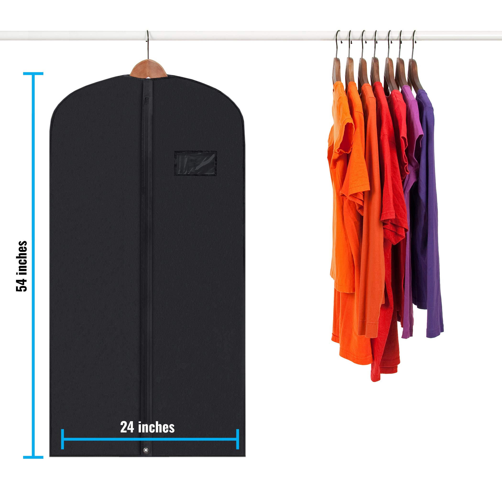 Plixio Garment Bags for Travel - 100 Pack Mixed Sizes Suit Bags with Zipper & Clear Window - Perfect for Dresses, Shirts, Coats Storage - Ideal for Business Trips, Weddings & Closet Organization (Black)