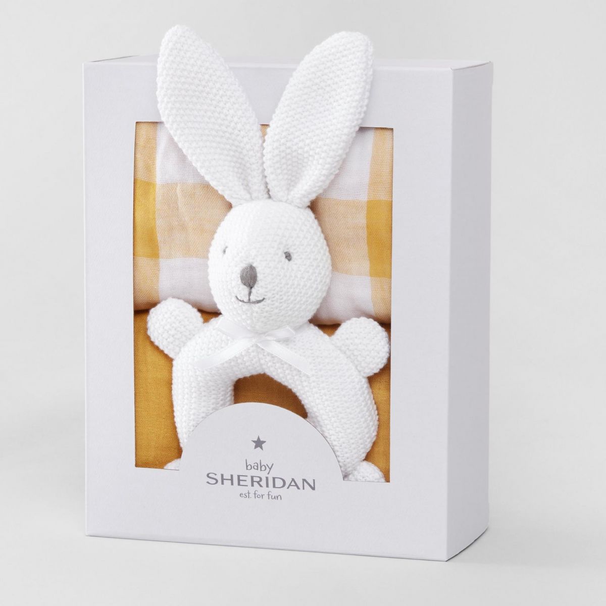 Sheridan Arly Baby Gift Set with Mango Print - Perfect Newborn Baby Shower Gift for Boys & Girls | Soft Cotton Blanket, Bodysuit & Hat Set for Nursery, Christening & First Birthday