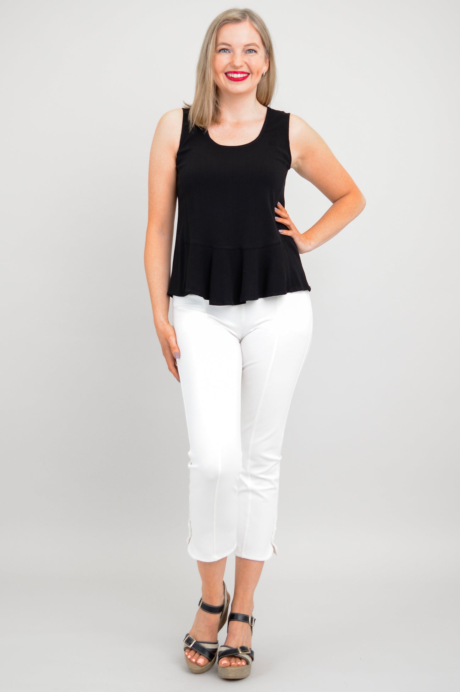 Ginny Tank Top for Women - Soft Black Linen Bamboo Blend - Perfect for Summer, Yoga, and Casual Wear
