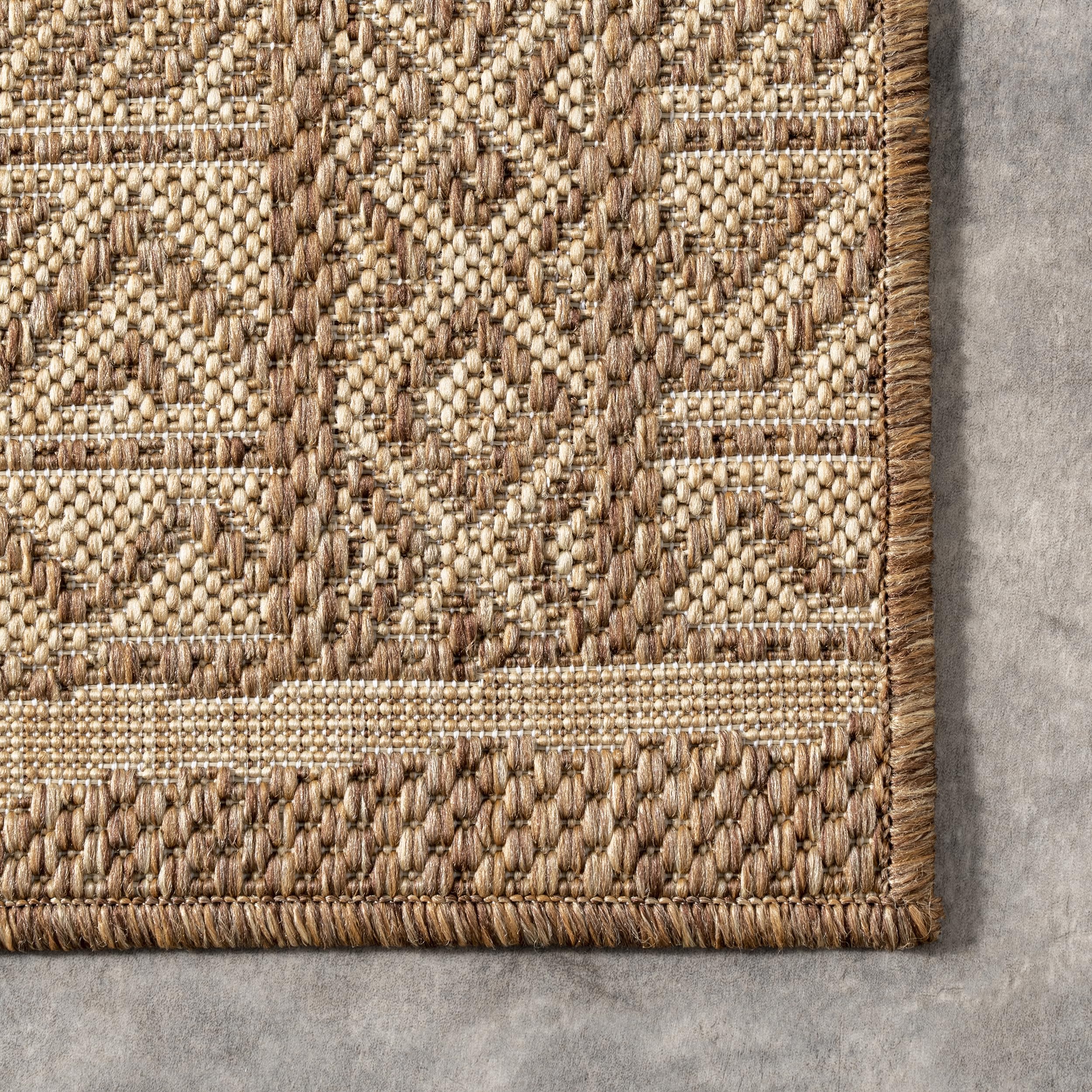 nuLOOM 8' x 10' Outdoor Performance Rug - Stain & Weather Resistant, High Traffic Area Rug for Patio, Balcony & Backyard - Abbey Brown - Perfect for Outdoor Entertaining & Durable All-Weather Use