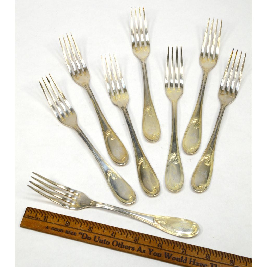 Vintage ERCUIS Silver Plated Flatware Set - 32 Pieces (8 Place Settings) with Elegant Wave Pattern - Perfect for Fine Dining, Wedding Gifts & Special Occasions