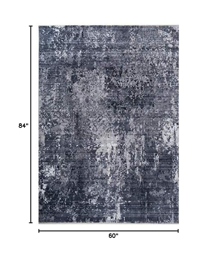 Allstar 5x7 Modern Black Storm Rug - 6'11