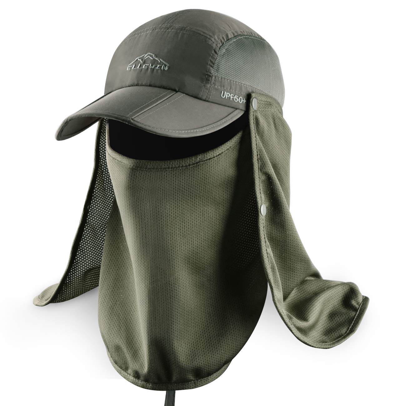 ELLEWIN UPF 50+ Sun Hat for Men & Women - Wide Brim UV Protection Fishing Hat with Neck Flap & Face Cover - Perfect for Outdoor Activities, Beach, Hiking, and Gardening