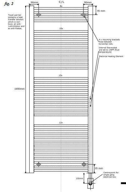 Tuzio Savoy Hardwired or Plug-In Bathroom Towel Warmer - 29.5
