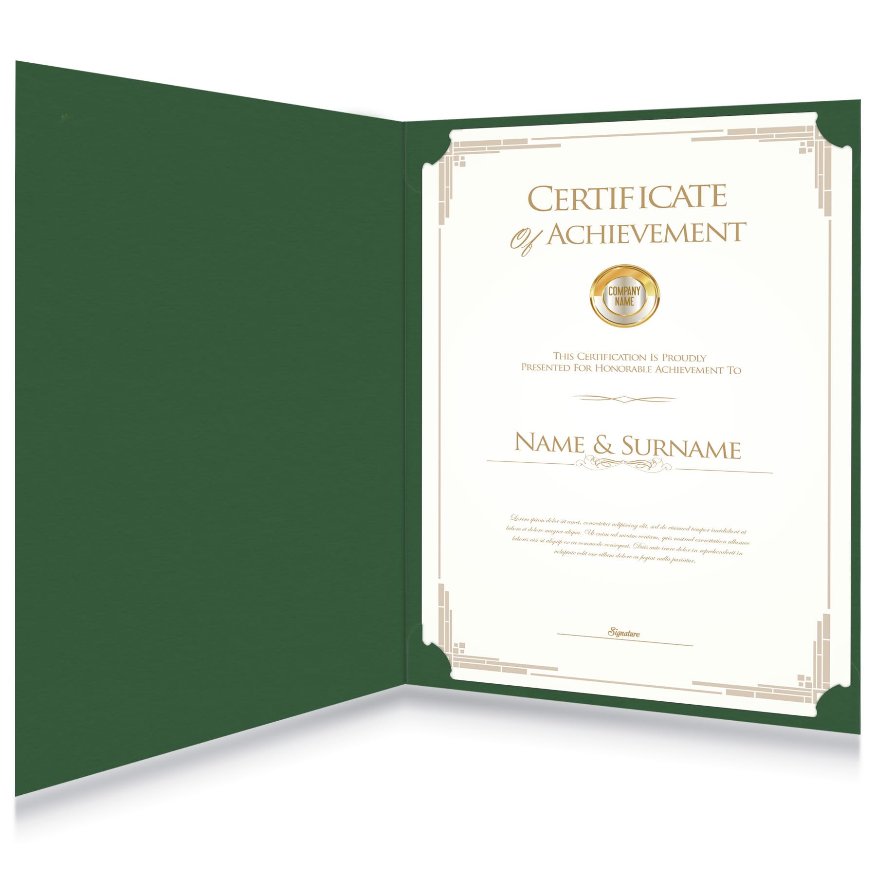 HAUTOCO 50 Pack Green Diploma Certificate Holders with Gold Foil Border - Letter Size 8.5x11 Cardstock Document Covers for Awards, Graduation & Professional Use - Perfect for School, Office & Special Events