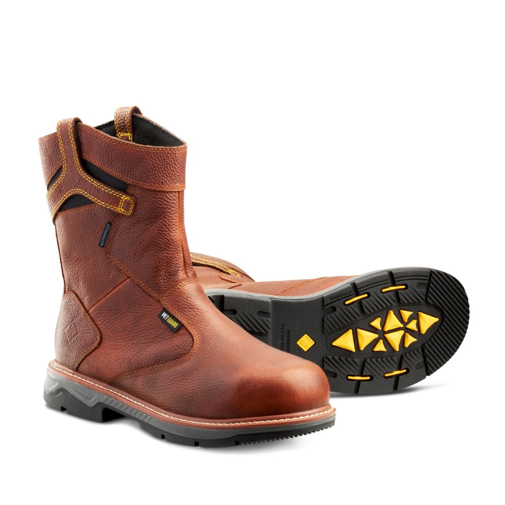 Terra Patton Waterproof 8-Inch Unisex Alloy Toe CSA Certified Pull-On Work Boots with Internal MET Guard (TR0A4TCCBRN) - Durable Safety Footwear for Construction, Warehouse & Industrial Work