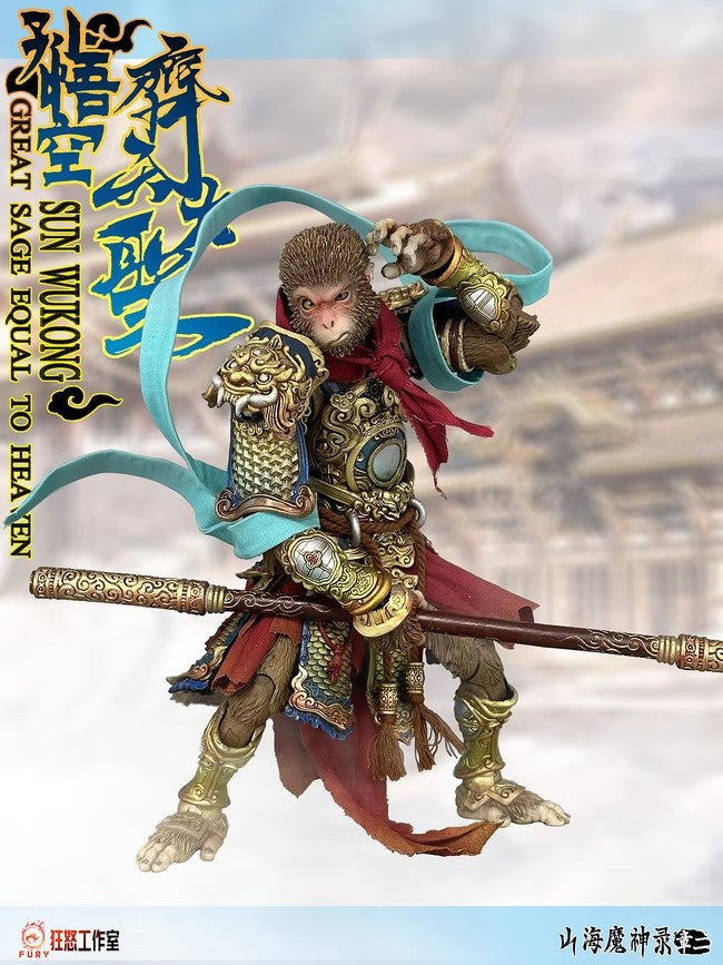 Fury Toys 1/12 Scale 7-inch Sun Wukong Action Figure - Great Sage Equal to Heaven - Collectible Monkey King Model for Display & Cosplay