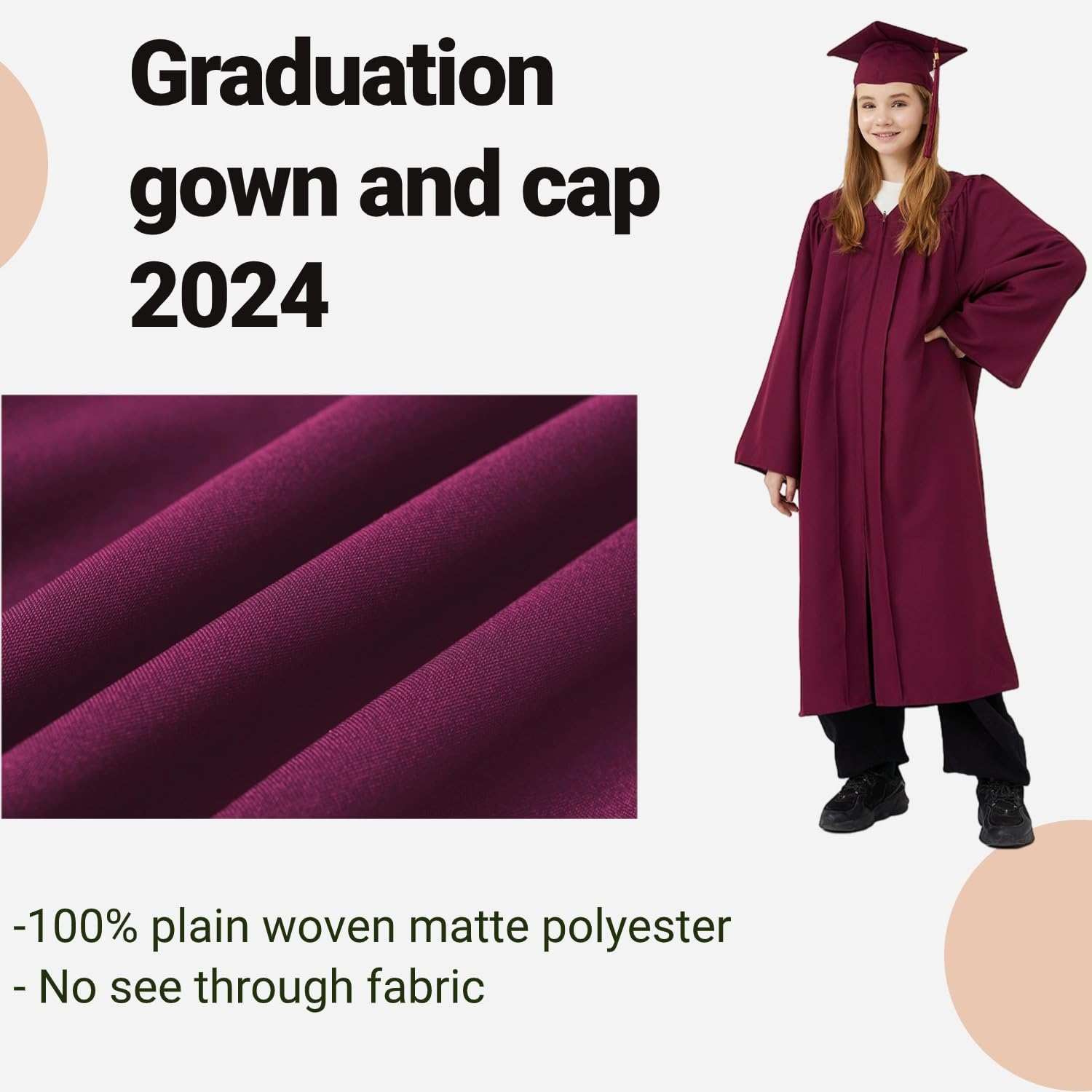 2024/2025 Matte Graduation Cap and Gown Set - Unisex Adult Academic Regalia for Commencement Ceremonies, Photos & Graduation Parties