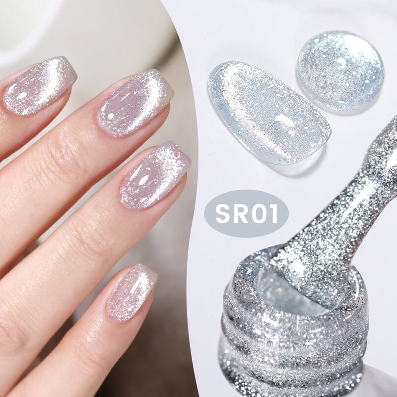 Shimmery Reflective Cat Eye Magnetic Gel Polish - 10ml SR01 for Stunning Nail Art - Perfect for Parties, Weddings & Special Occasions