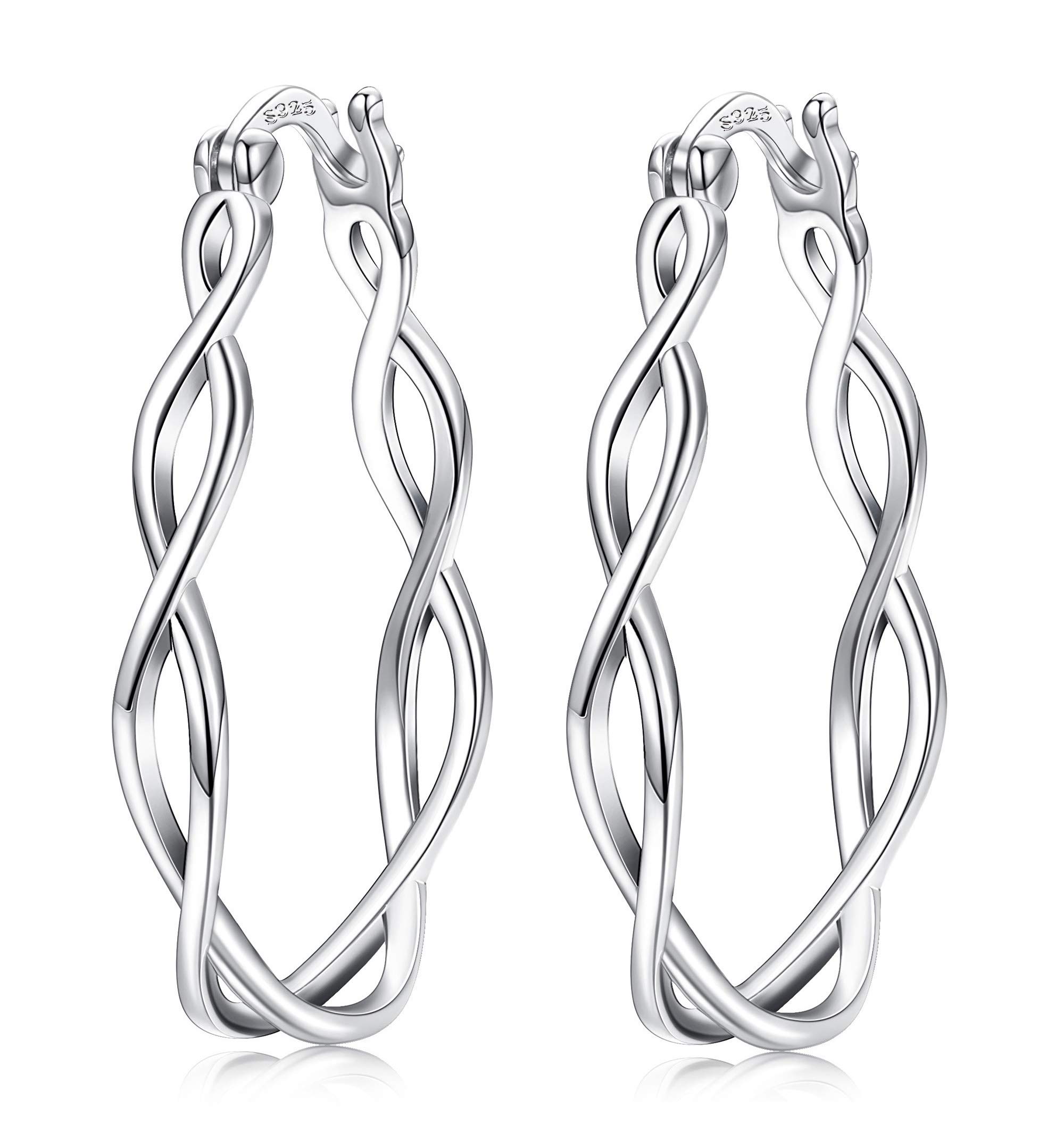 925 Sterling Silver Hoop Earrings for Women - 18K White Gold Plated Celtic Knot Dangle Earrings with Vintage Filigree Design | Perfect for Weddings, Parties & Everyday Wear