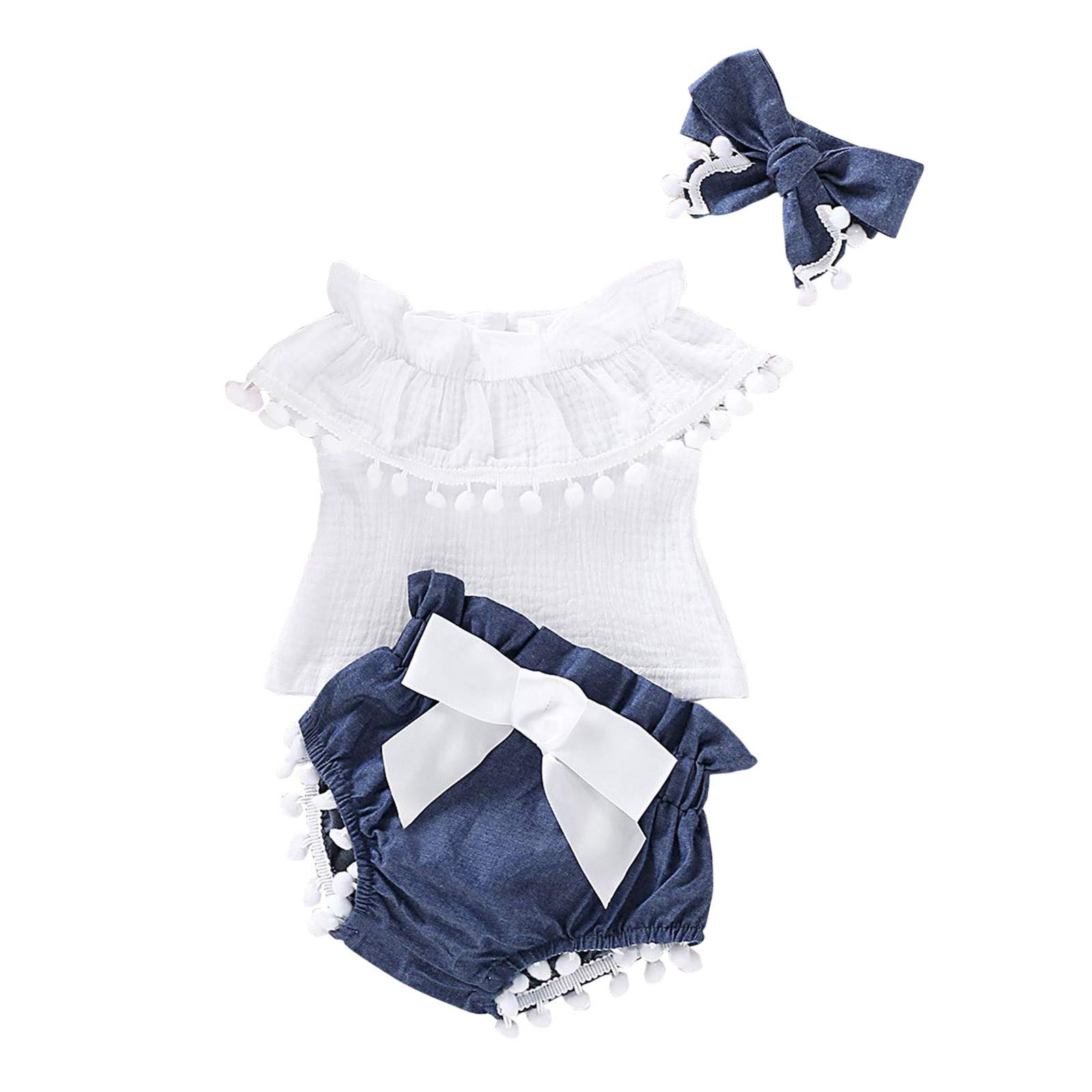 Organic Cotton Newborn Baby Girl Birthday Outfit Set - Sleeveless Tassel Top, Shorts & Headband | Perfect for 1st Birthday Photos, Baby Showers & Special Occasions