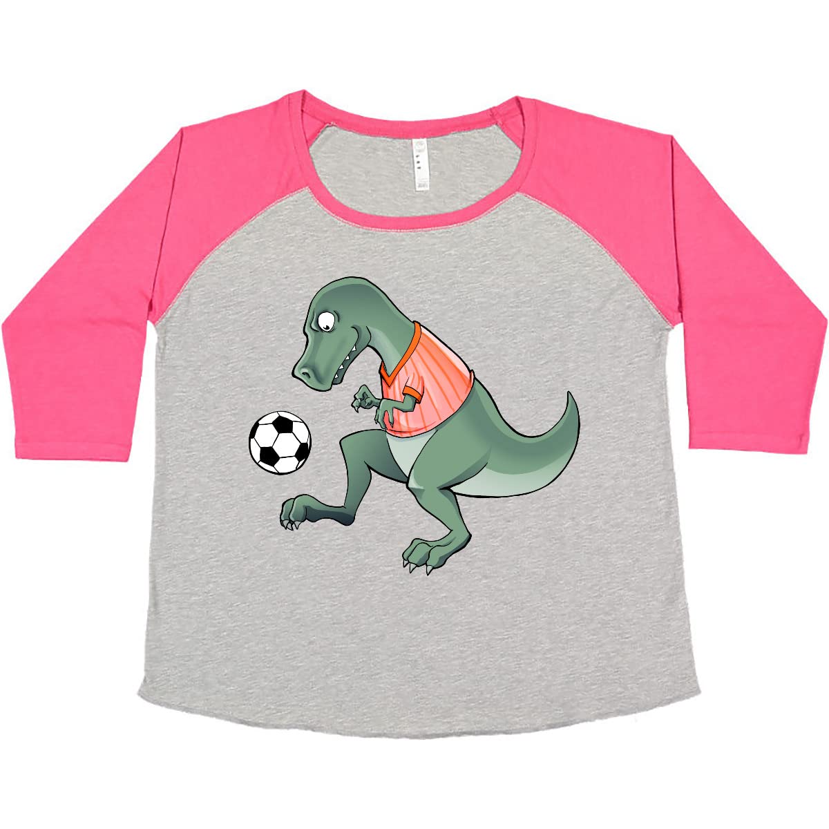 Inktastic Soccer Dinosaur Graphic Women's Plus Size T-Shirt - Soft Cotton Tee for Casual Wear, Sports Fans & Dinosaur Lovers