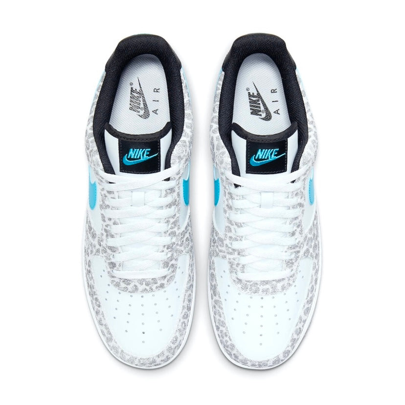 Nike Air Force 1 Low Sneakers - Leopard Print, Blue Fury & Black Grey Colorway | Men's Casual Shoes for Streetwear & Everyday Wear