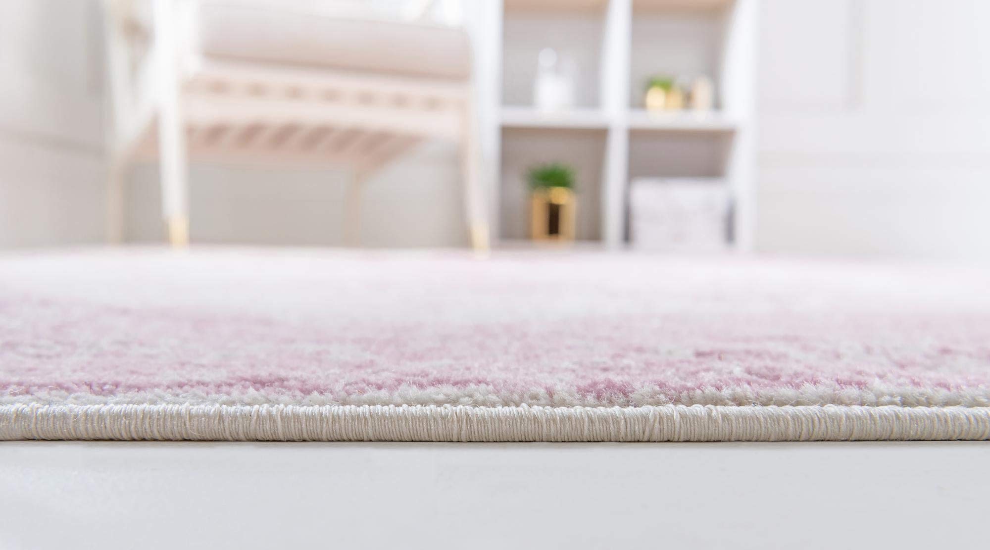 Rugs.com Dover Collection 8 Ft Runner Rug - Soft Low-Pile Pink Carpet for Hallway & Entryway | Durable Floor Mat for High Traffic Areas, Living Room Decor