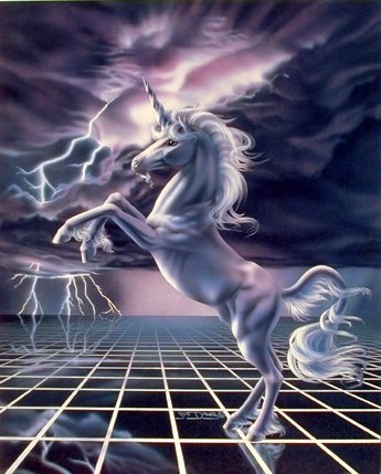 Mythical Unicorn Horse White Lightning Art Print by Sue Dawe - 8x10 Inch Fantasy Wall Decor for Bedroom, Nursery & Office
