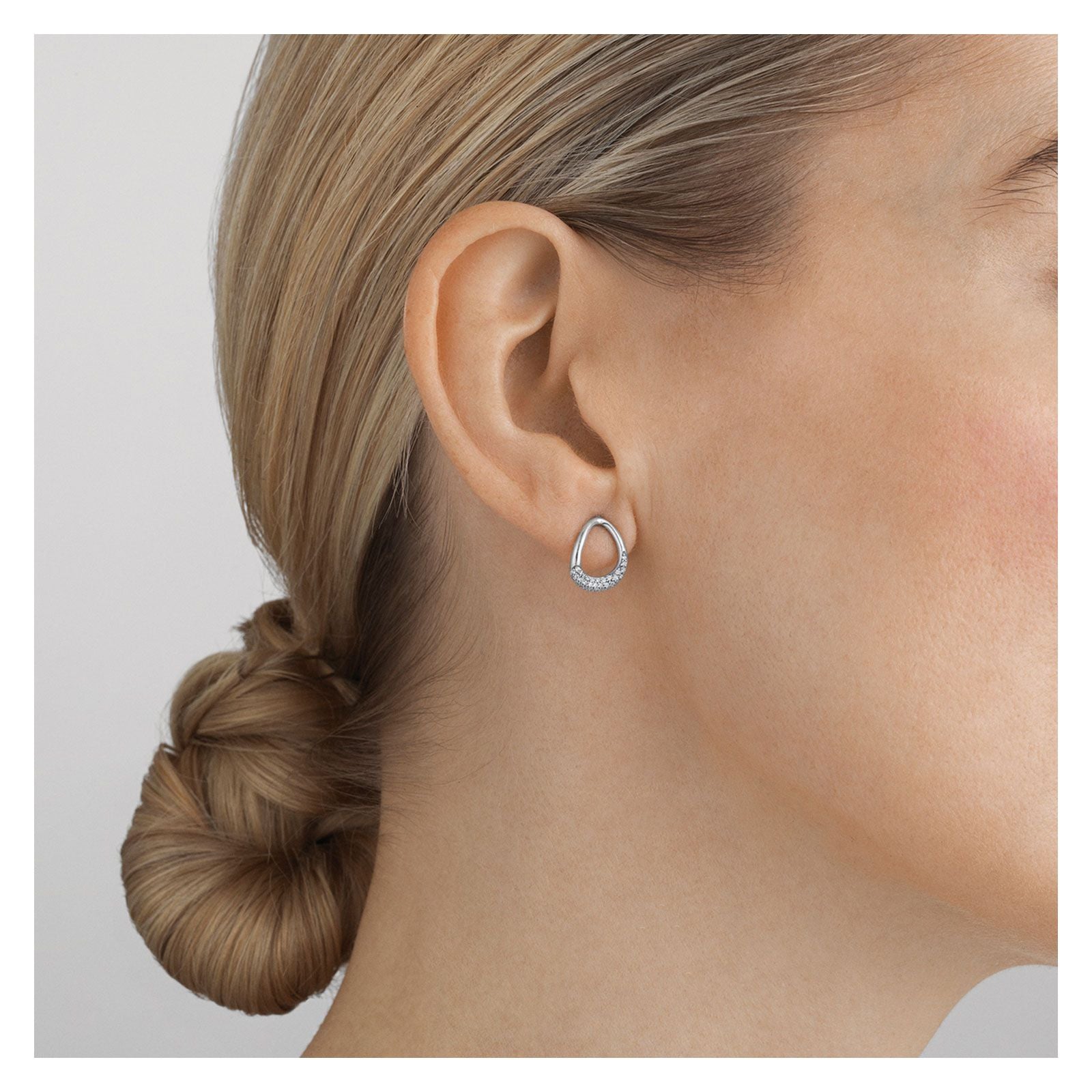 Georg Jensen OFFSPRING Sterling Silver Diamond Stud Earrings - 10015849 | Elegant Jewelry for Women, Perfect for Weddings & Special Occasions
