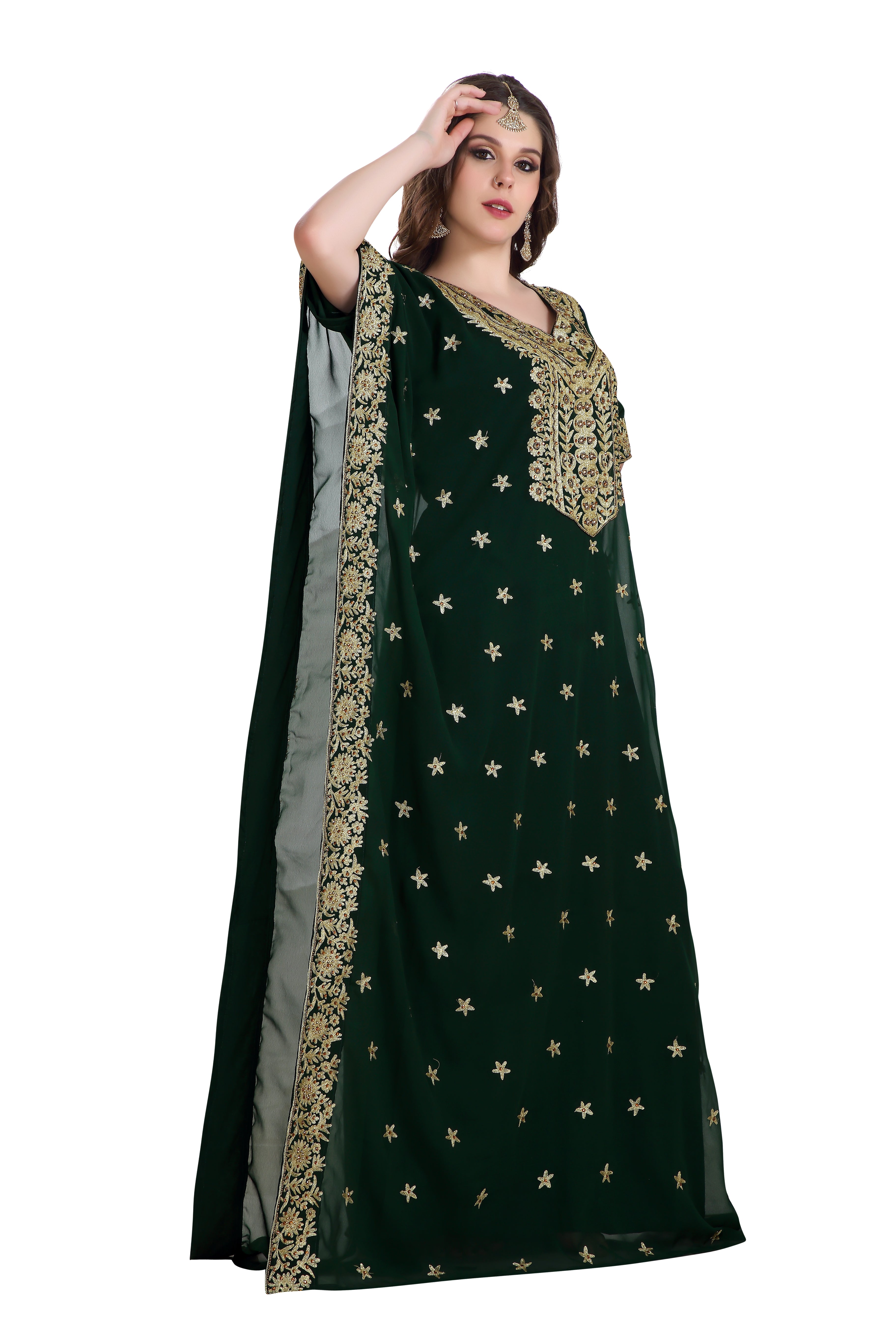 Farasha Maxi Dress with Ari Zari Embroidery - Elegant Embroidered Long Dress for Women, Perfect for Weddings, Parties & Special Occasions